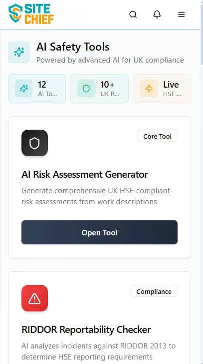 AI Tools - AI-powered safety insights and automated compliance monitoring